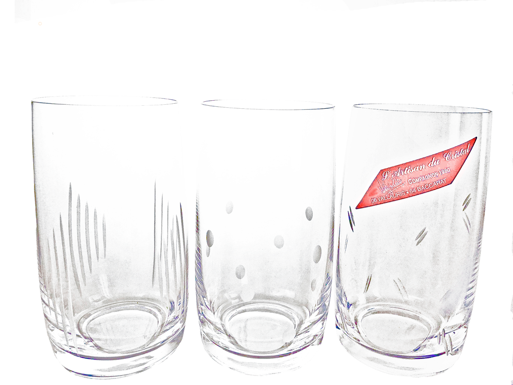 Service Tradition/Inao Signature : 6 Verres Long Drink et Cocktail en Cristal Taillé Maison Klein 54120 Baccarat France