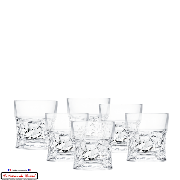 6 Verres à apéritif service iceman, décor glace taillé