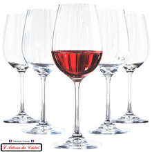 Load image into Gallery viewer, Verres à vin en cristal, décor côtes vénitiennes Vin Rouge