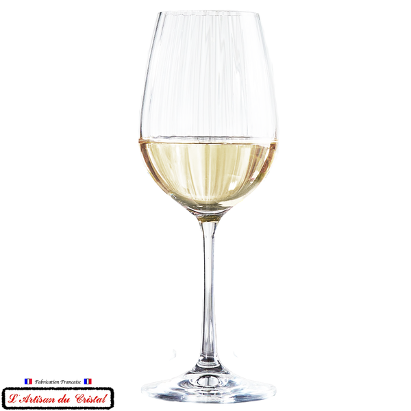 Verres à vin en cristal, décor côtes vénitiennes Vin Blanc