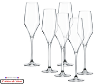 Load image into Gallery viewer, Oenologist Service: 6 Crystal Champagne Flutes Maison Klein 54120 Baccarat France
