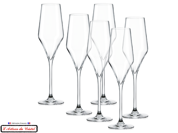 Oenologist Service: 6 Crystal Champagne Flutes Maison Klein 54120 Baccarat France