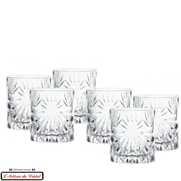 Service "Rayon de Soleil" : 6 Verres à Whisky en Cristal taillé (31 cl) Maison Klein 54120 Baccarat France