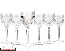 Load image into Gallery viewer, Sunshine Service: 6 Crystal Wine Glasses (29 cl) Maison Klein 54120 Baccarat France
