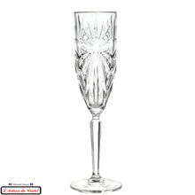 Load image into Gallery viewer, Service Rayon de Soleil : 6 Crystal Champagne Flutes (15 cl) Maison Klein 54120 Baccarat France
