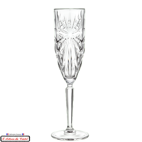 Service Rayon de Soleil : 6 Crystal Champagne Flutes (15 cl) Maison Klein 54120 Baccarat France
