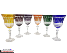 Load image into Gallery viewer, Roemer Diamond Service 6 Assorted Colors: 6 Wine Glasses (22cl) Maison Klein 54120 Baccarat France
