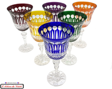 Load image into Gallery viewer, Roemer Diamond Service 6 Assorted Colors: 6 Wine Glasses (22cl) Maison Klein 54120 Baccarat France
