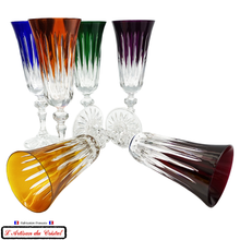 Load image into Gallery viewer, Service Roemer Concorde : 6 Crystal Champagne Flutes Maison Klein 54120 Baccarat France
