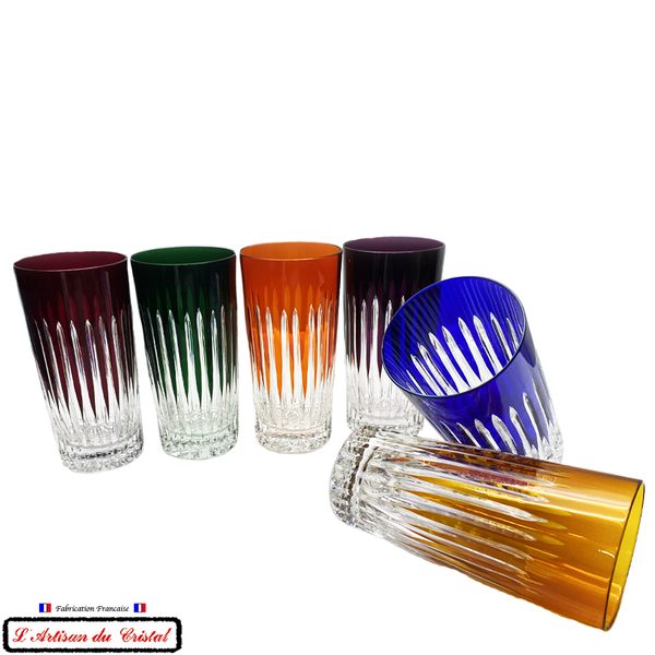 Service Roemer Concorde 6 Couleurs Assorties : 6 Verres Long Drink à Apéritif et à Eau (35 cl) Maison Klein 54120 Baccarat France