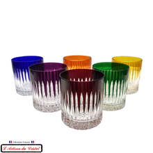 Load image into Gallery viewer, Service Roemer Concorde 6 Couleurs Assorties : 6 Aperitif, Whisky and Water Glasses (28 cl) Maison Klein 54120 Baccarat France
