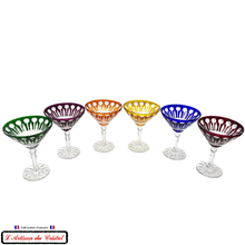 Load image into Gallery viewer, Service Roemer diamant 6 coupes à champagne en cristal 6 couleurs assorties vue du dessus
