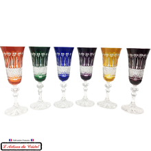 Load image into Gallery viewer, Roemer Diamond Service: 6 Crystal Champagne Flutes Maison Klein 54120 Baccarat France
