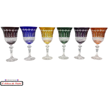 Load image into Gallery viewer, Roemer Diamond Service 6 Assorted Colors: 6 Wine Glasses (22cl) Maison Klein 54120 Baccarat France
