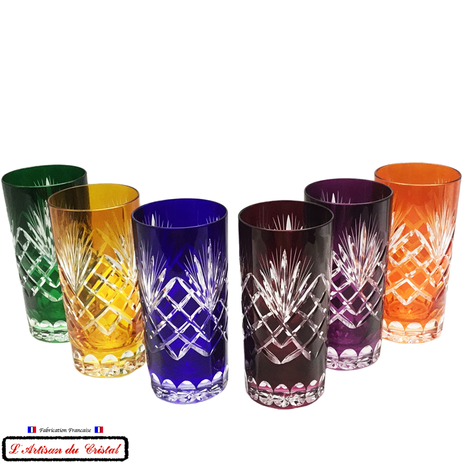Service Roemer Roméo 6 Couleurs Assorties : 6 Verres Long Drink à Apéritifs et à Eau(35 cl) Maison Klein 54120 Baccarat France