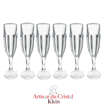 Charger l&#39;image dans la galerie, Service Royal : 6 Flûtes à Champagne 19 cl en Cristal Maison Klein 54120 Baccarat France
