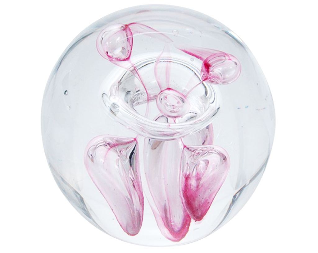 Sulfure Presse Papier en Cristal, modèle Pink Bubbles. Un modèle composé de bulles de différentes tailles et agrémenté de nuances roses pour un rendu délicat et moderne. 