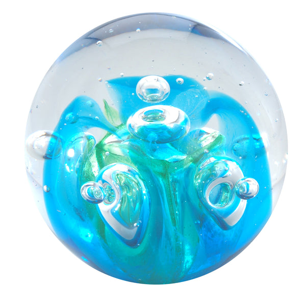 Sulfure en cristal grand modèle. Un mélange de bleu profond et de vert émeraude donne un caractère unique à cet objet de décoration 