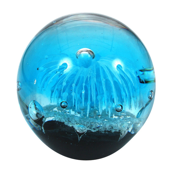 Sulfure en cristal Grand modèle. Motif marin bleu sur fond noir