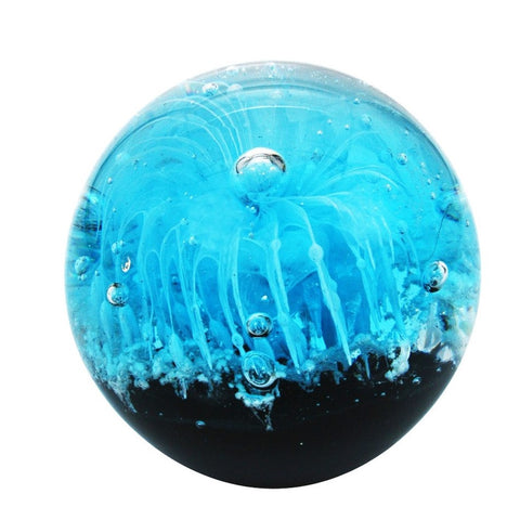 Sulfure en cristal moyen modèle. Motif marin bleu sur fond noir