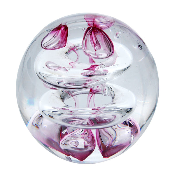 Sulfure Presse Papier en Cristal, petit modèle Pink Bubbles. Un modèle composé de bulles de différentes tailles et agrémenté de nuances roses pour un rendu délicat et moderne. 