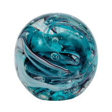 Charger l&#39;image dans la galerie, Sulfure gros modèle en cristal turquoise et mauve tourbillon