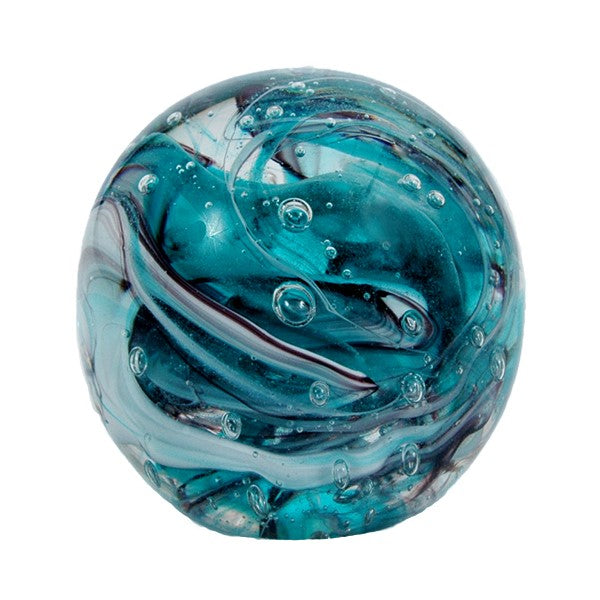 Sulfure gros modèle en cristal turquoise et mauve tourbillon