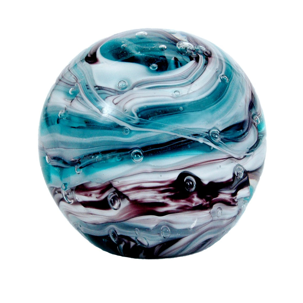 Sulfure moyen modèle en cristal turquoise et mauve tourbillon