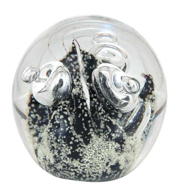 Sulfure en cristal petit modèle. Une base noire et blanche, donne à cet objet de décoration un caractère unique
