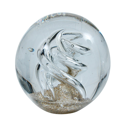 Sulfure en cristal grand modèle. La pureté du cristal blanc agrémenté de notes dorées, dans une spirale pour un rendu pure. 