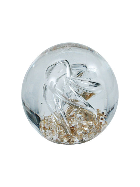Sulfure en cristal petit modèle. La pureté du cristal blanc agrémenté de notes dorées, dans une spirale pour un rendu pure. 