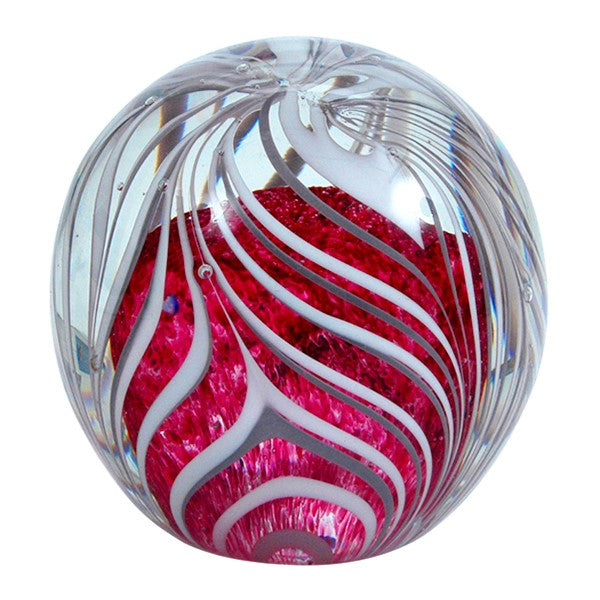 Sulfure en cristal. Rayure blanche sur une base rose