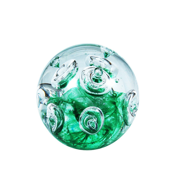 Sulfure en cristal. Un fond Vert avec de grosses bulles*