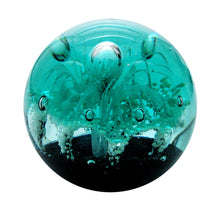 Charger l&#39;image dans la galerie, Sulfure en cristal petit modèle. Motif marin vert sur fond noir
