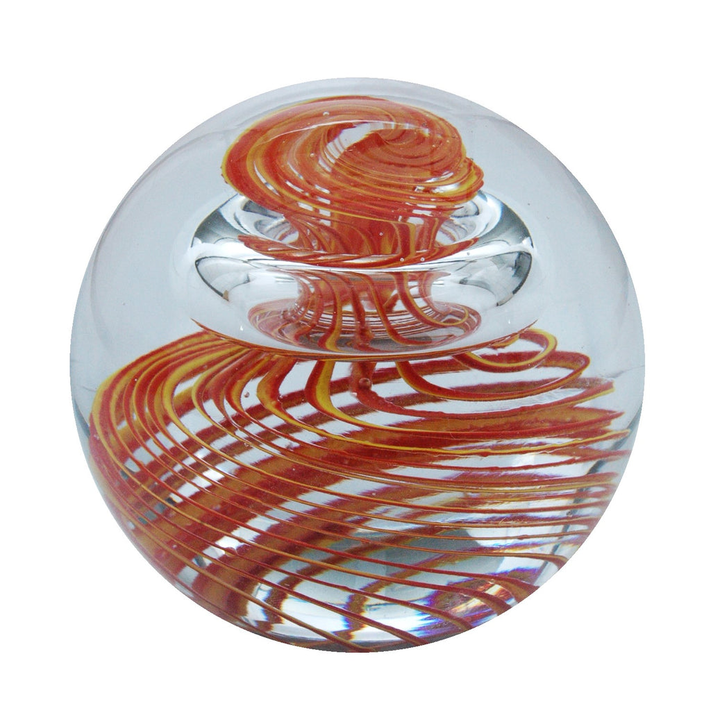 Sulfure en cristal. Motif rayures orange et jaune rappellent les tentacules d'une pieuvre. 