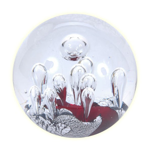Sulfure en cristal. Base rouge noir et argentée rappellent la lave en fusion.