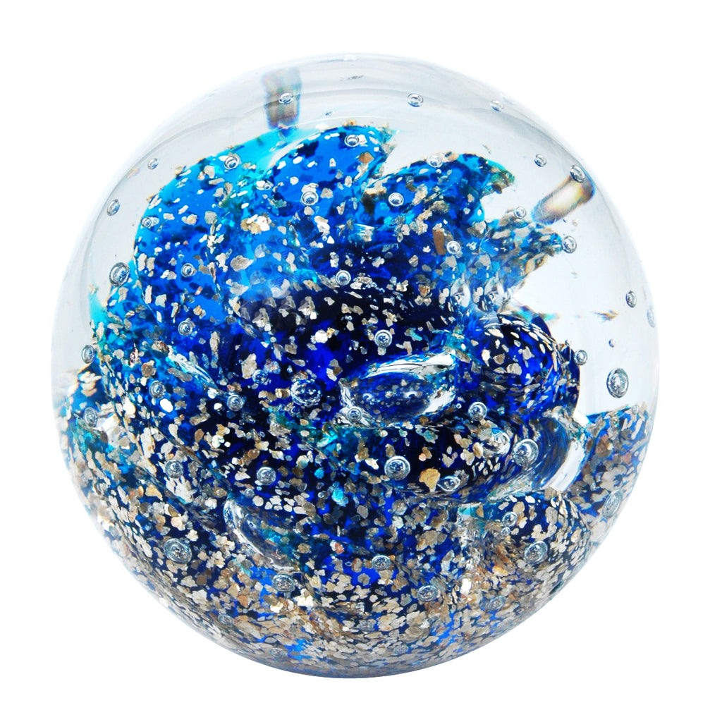 Sulfure en cristal grand model. Le célèbre bleu Cobalt mélangé à la noblesse du doré, donne à cet objet de décoration un caractère unique 