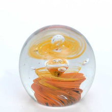 Load image into Gallery viewer, Sulfure en cristal petit modèle. Des nuances de différent orange, un un mouvement de spirale donne un caractère unique à cet objet de décoration
