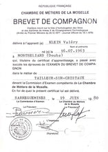 Charger l&#39;image dans la galerie, Brevet de compagnon KLEIN VALERY
