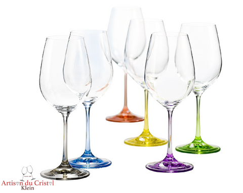 Service Color : 6 Crystal Wine Glasses Maison Klein 54120 Baccarat France
